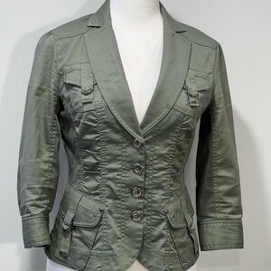 White House Black Market Green Utility Jacket